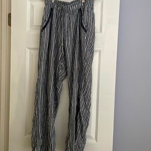 BRIGGS Navy and White Linen Pant